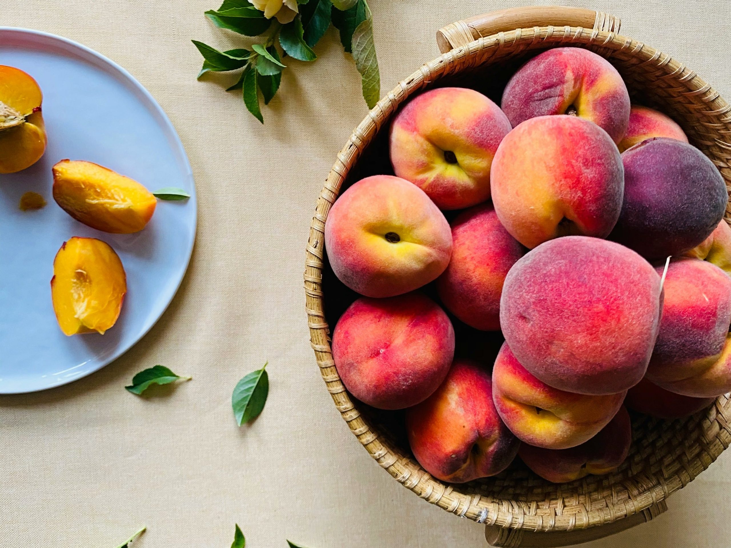 A bowl of peaches - we spared you a photo of an actual bum!